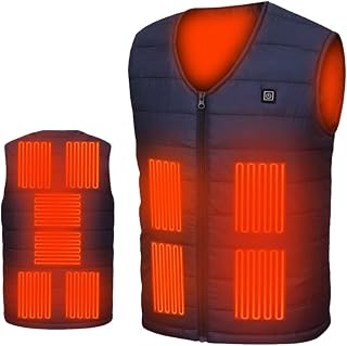 Men's Heated Vest 10 Heating Pads,USB Charging Outdoor Lightweight Electric Heated Jacket(not include battery) M-7XL, Blue