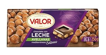 Valor. Milk Chocolate with Hazelnuts. 250g 8.75oz. Pack of 19.