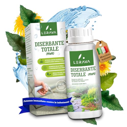 LERAVA® Diserbante Totale Potente - 500ml - Glifosate diserbante erbacce non selettivo - Erbicida che distrugge foglie e radici - Contro Graminacee e Dicotiledoni - Erbicida diserbante totale