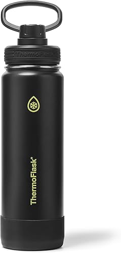 Miniatura 17 de ThermoFlask - Botella de agua de acero inoxidable aislada al vacío de doble pared, 32 onzas con tapa con canalón, rosa impactante Rosado