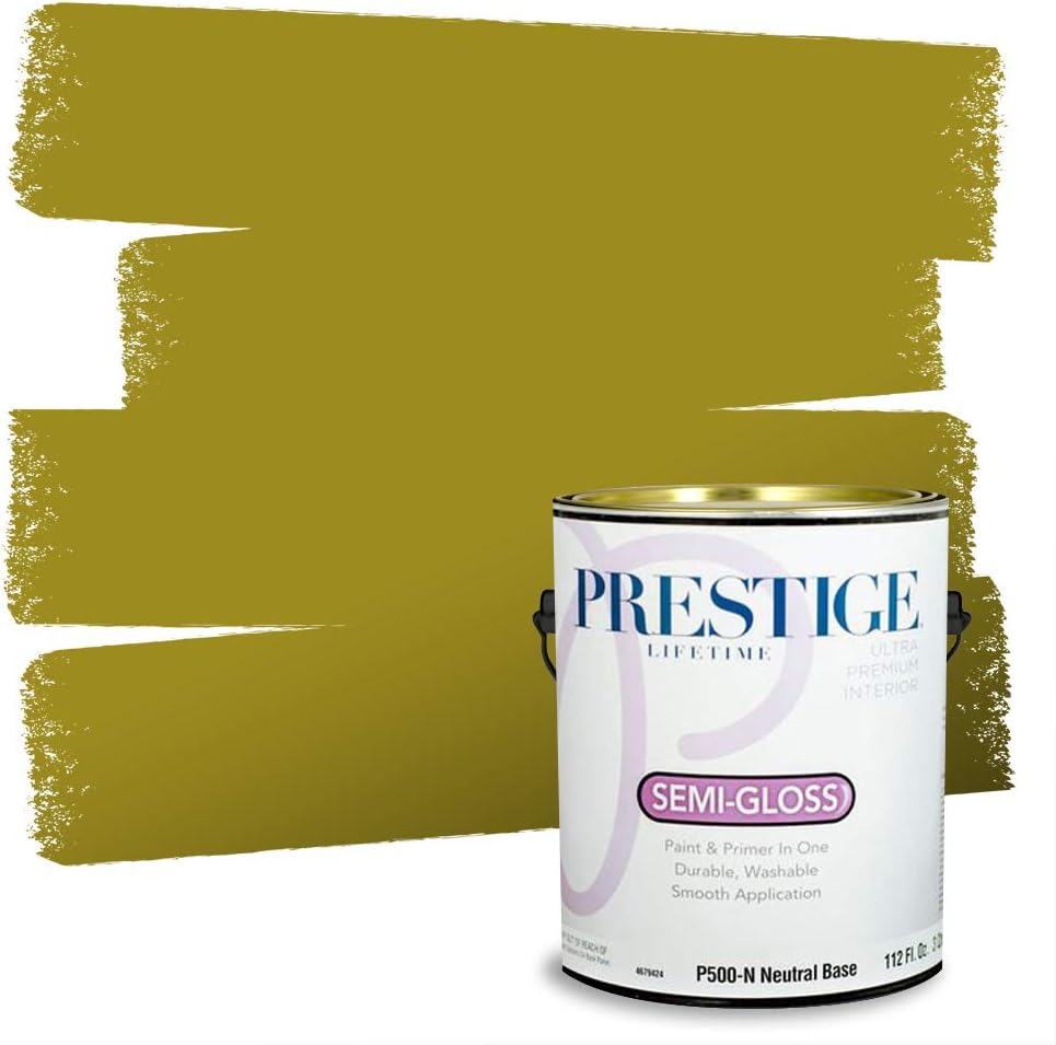 PRESTIGE Paints Interior Paint and Primer In One, 1-Gallon, Semi-Gloss, Comparable Match of Sherwin Williams* Fun Yellow*