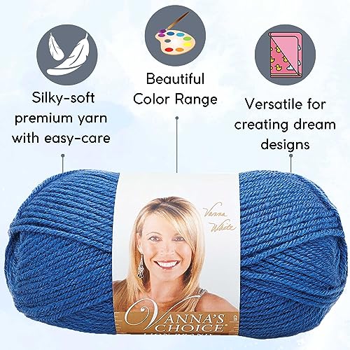 Image of Lion Brand Yarn Vanna'S Choice 860-109 Colonial Blue | 3 Skeins, Same Dye Lot, Project Bag, CYC #4 Worsted, 100% Acrylic, Ideal for Crochet, Knitting Blankets, Hats, Scarves