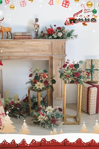 Serra Flora Artificial Christmas Flowers Greenery Combo Box Set Faux Flowers Bulk Flower Leaf With Stems For Diy Tree Ornaments Xmas Wreath Floral Arrangements Centerpieces thumb #3