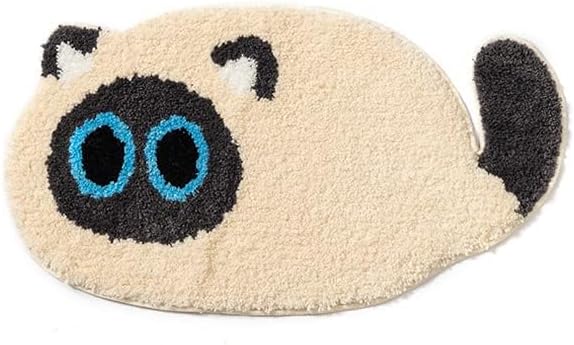 Miniatura 4 de FANSSMILE Tapete de baño grueso con forma de gato, antideslizante, absorbente, suave para baño, diseño adorable con imagen de gato, tapete para