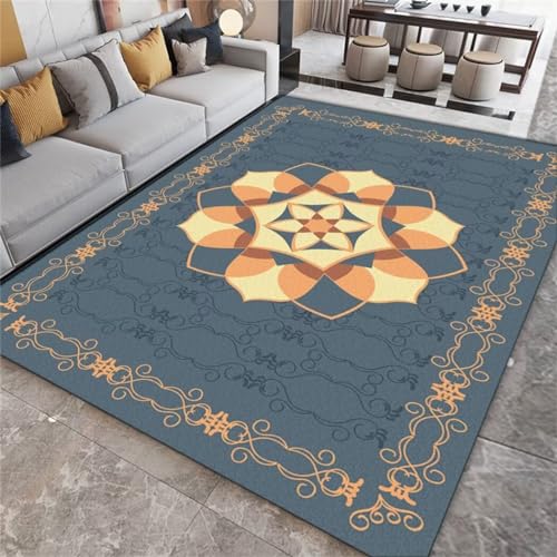 Grand tapis salon moderne bleu 180x250cm confort haut de gamme - 2