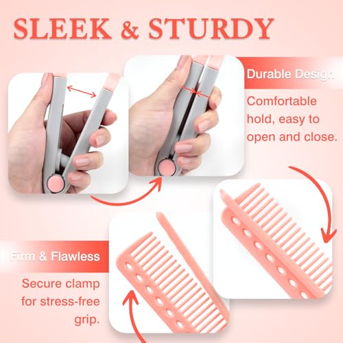 Peine alisador V para cabello 2 piezas color rosa miniatura 3