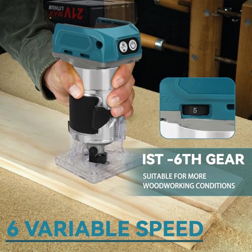 Brushless Palm Router Compatible with Makita 18V Batteries, 30000RPM Cordless Hand Trimmer Router 6.35mm Trim Diameter (NO Battery) 7 Brushless Palm Router Compatible with Makita 18V Batteries, 30000RPM Cordless Hand Trimmer Router 6.35mm Trim Diameter (NO Battery) - Image 7