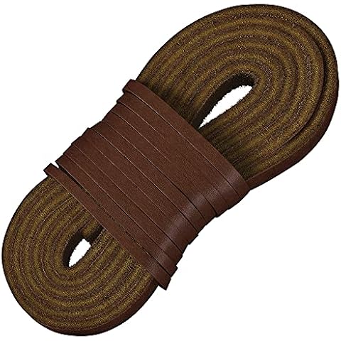 TOFL Leather Boot Laces|1/8 Inch Thick 72 Inches Long|2 Leather Strips [1 Pair]|Medium Brown Cover
