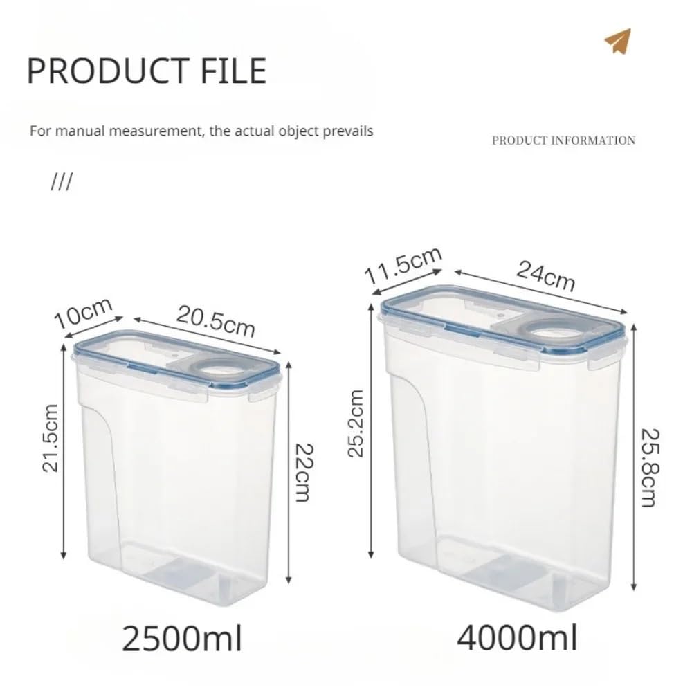 Frischhaltedosen, luftdicht, Getreideaufbewahrung, Organizer, feuchtigkeitsbeständig, Küche, Lebensmittelbehälter, Kunststoff, transparent, Getreidebehälter (4 l, 4 Stück)