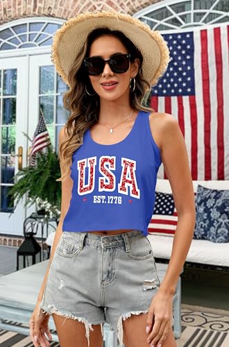 Image of Ithalt Womens American Flag Shirts 4th of July Outfits USA T-Shirt Patriotic Tank Shirt Fourth of July Sleeveless Tops