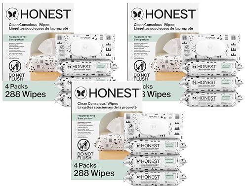 Image of The Honest Company Hypoallergenic Multi-Use Baby Wipes for Sensitive Skin Baby Pattern Play 288 Count (Pack of 3)