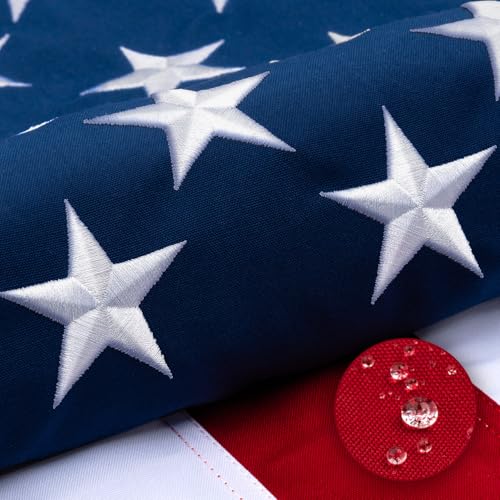 Deluxe Cotton American Flag 3x5 FT for Outside Tear Resistant US Flags High Wind with Embroidered Stars Sewn Stripes the Best Indoor Outdoor Flags
