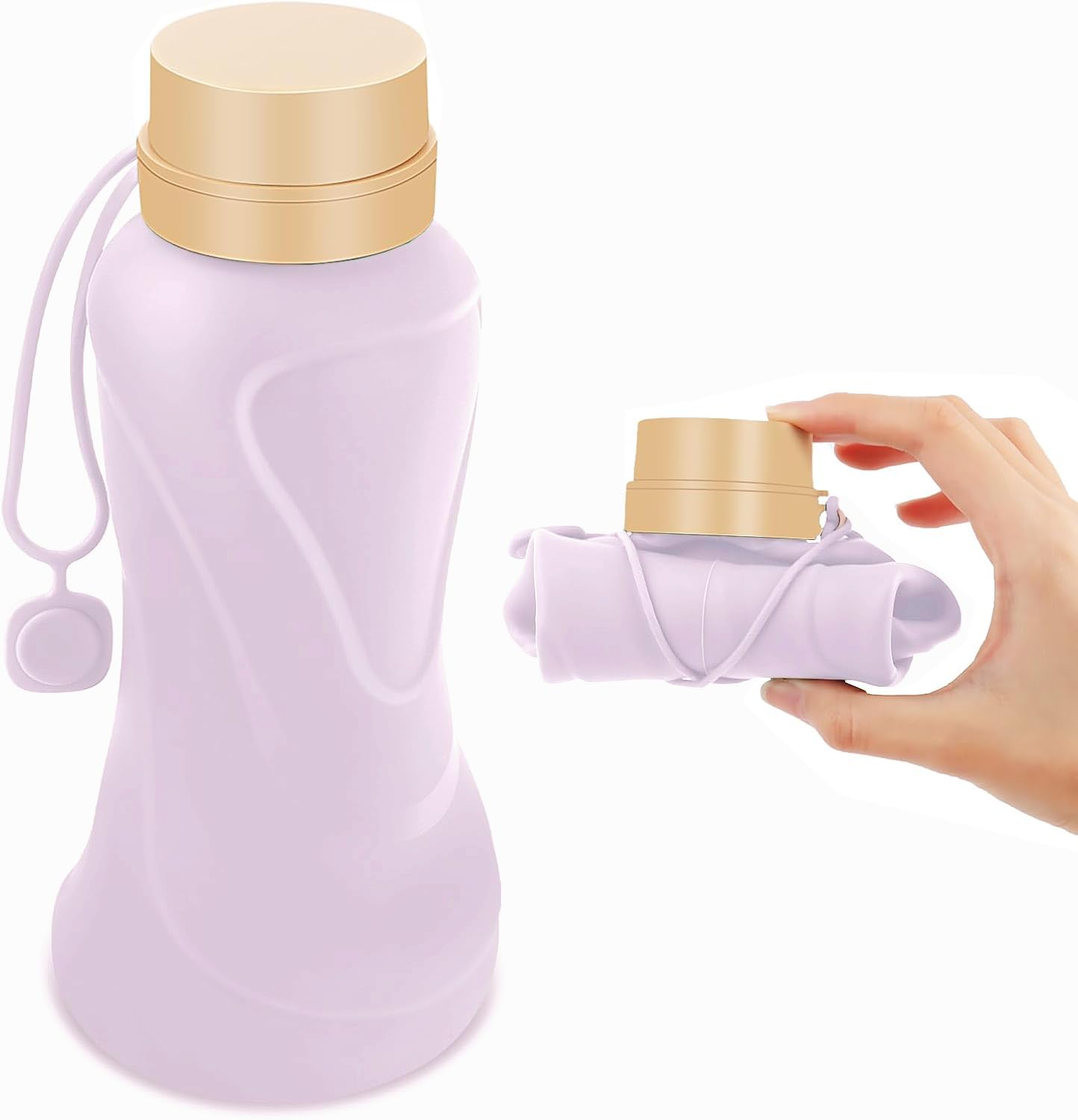 Collapsible Water Bottles 650ml Leak Proof Reuseable BPA Free Silicone Foldable Water Bottles Durable Lightweight for Travel Gym