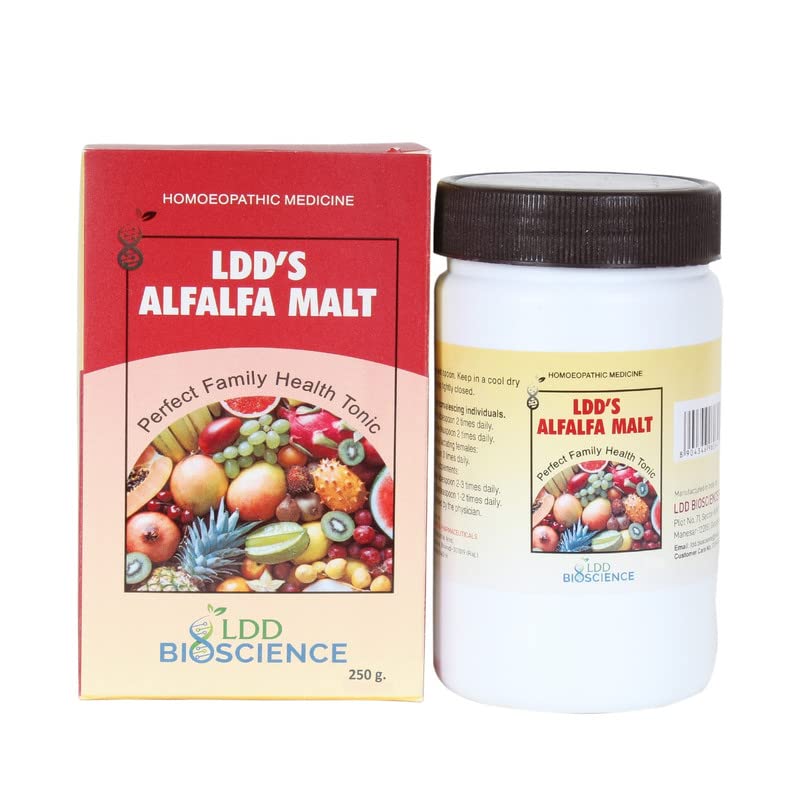 LDD Bioscience LDD's Alfalfa Malt Perfect Ayurvedic Family Health Malt helps to improve mental and physical vigour (250g. Pack of 1)