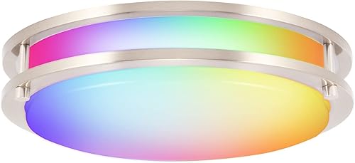 Miniatura 8 de CLOUDY BAY Lámpara de techo LED inteligente de 12 pulgadas, 20 W, 2700 K-6500 K, 4 W, color RGB compatible con Alexa y Google Home Assistant, bronce