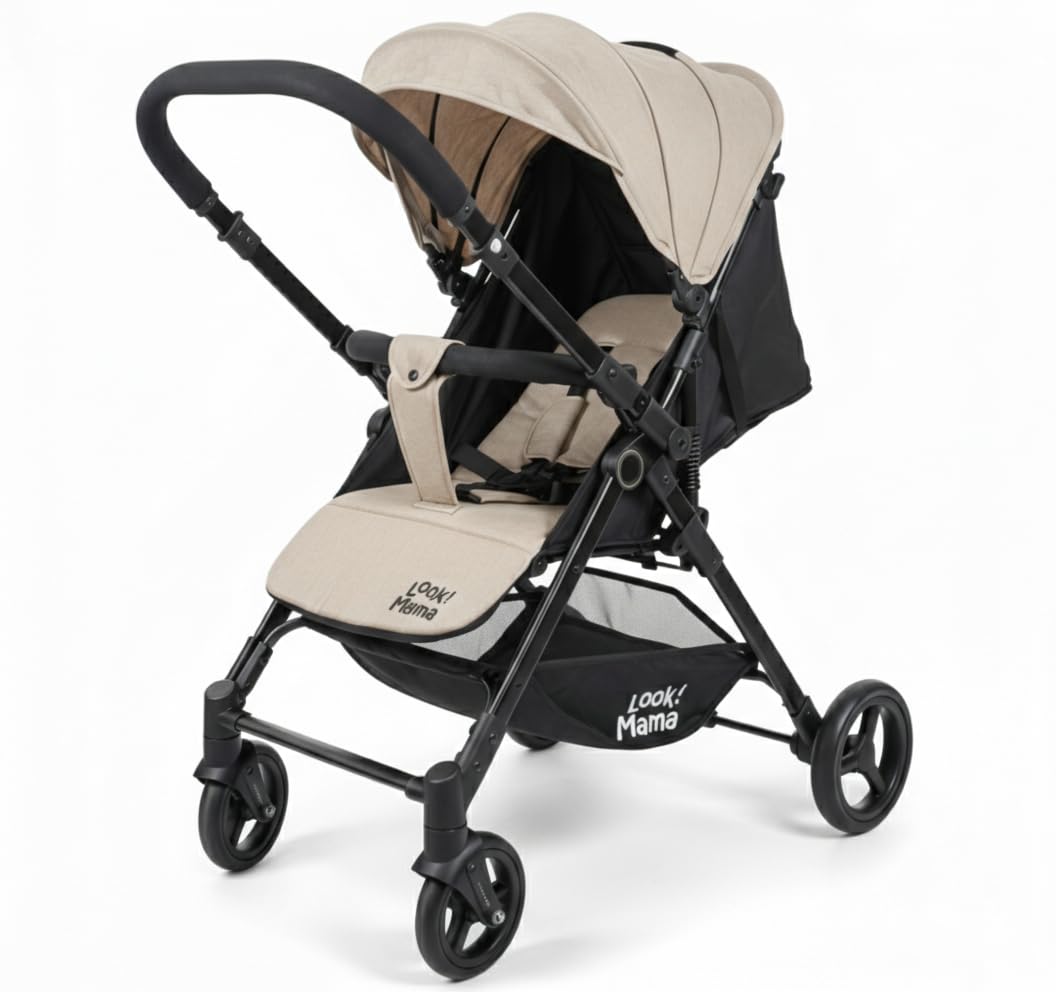 LOOK MAMA Lightweight Stroller, Compact Folding, Fully Reclining, Sun Canopy, Travle Friendly Stroller - Suitable from Birth to Approx. 4 Years