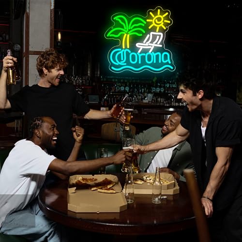 Image of Palm Tree Neon Sign for Wall Decor Beer Neon Light for Man Cave Bar LED Light Up Sign for Home Bar Club Restaurant Summer Beach Party Birthday Gift Christmas Art Size 13.3 * 12.5In(ZYLD284)