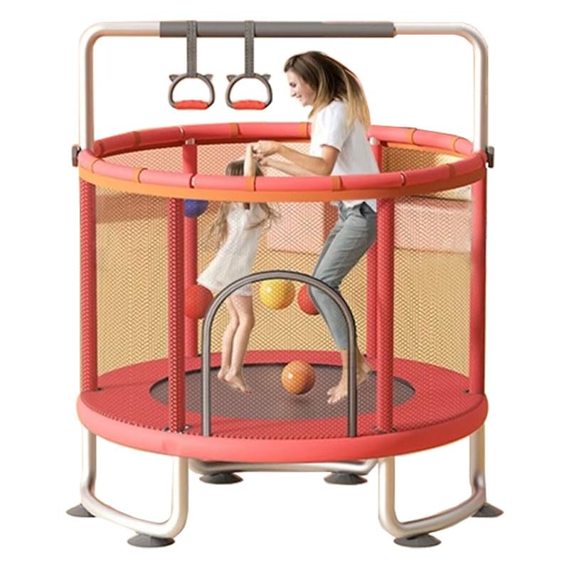 子供用トランポリン赤色　家庭用 大型 140cm 飛び出し防止保護　補助手すり付 子供用トランポリン赤色家庭用 大型 140cm 飛び出し防止保護補助手すり付