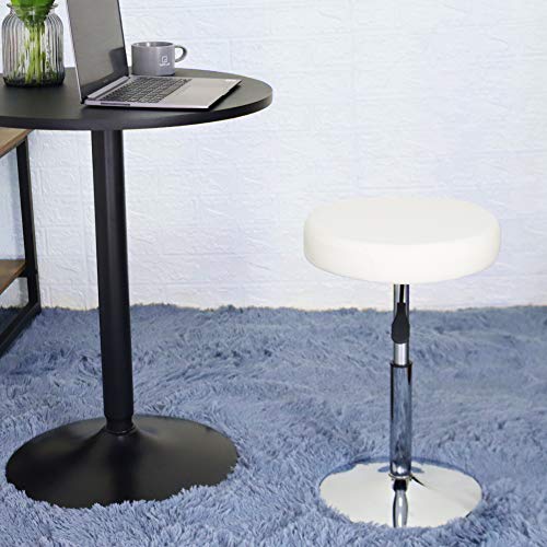 Image of FURWOO White Short Shop Stool - Height Adjustable Swivel Chair Stool for Office,SPA,Salon,Manicure and Tattoo Stations Small