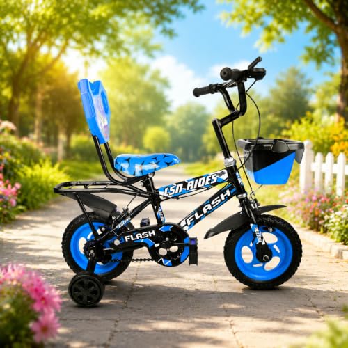 Image of Flash Baby Cycle for Kids 2-3Years | 10 Inch Bike with Training Wheels, Storage Basket, Comfortable Seat & Carrier