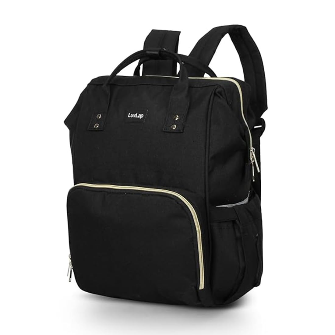 LuvLap Lily Multifunctional Waterproof Diaper Bag for Mothers for Travel, Mother Travelling Bag, Backpack Cum Tote bag for Mothers, Large storage capacity with 15 pockets (Black)