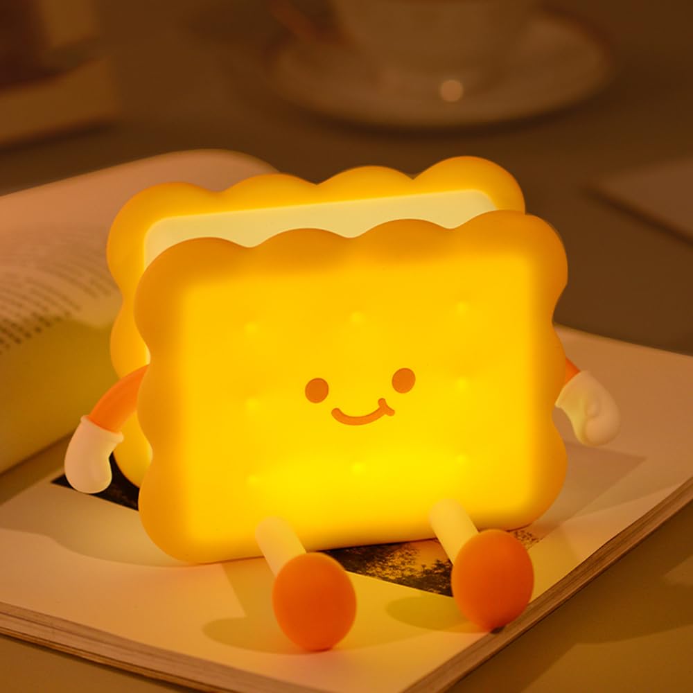 Bonita luz nocturna para niños, bonita lámpara de silicona para bebé, luz regulable, lámpara de noche para guardería, luz nocturna recargable, lámpara de noche para lactancia materna (galleta)
