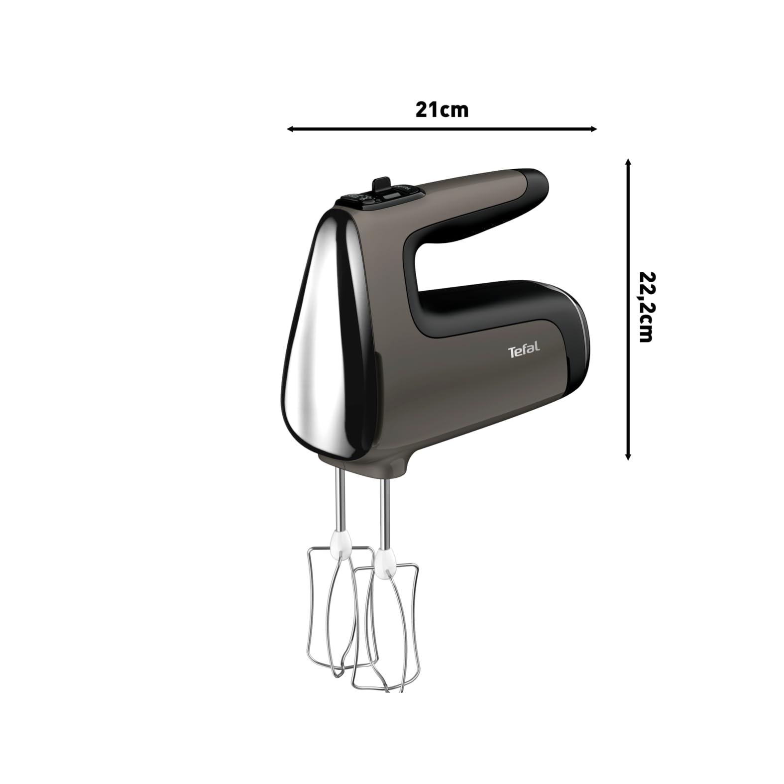 Tefal Power Mix Silence Handmixer, 600 Watt, variabler Geschwindigkeitsregler, Turbo- und Auswurf-Funktion, extrem leiser Motor, Handrührgerät inkl. 2 Rührbesen und 2 Knethaken, grau, HT650E38