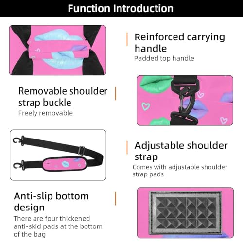 Travel Duffel Bags for Men and Women, Waterproof Weekender Overnight Gym Bags, Lips Pattern3
