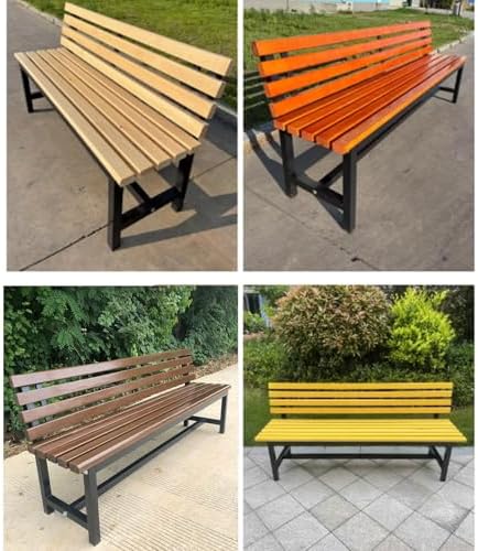 Durable Outdoor Bench with Weatherproof Metal Frame & Wooden Slats, Steel Construction for Patio, Garden, Park & Balcony - Perfect for Outdoor Seating