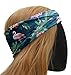Headband, Sweatband, Head Wrap Soft Stretchy, One Size Fits All (Tropical Flamingo)