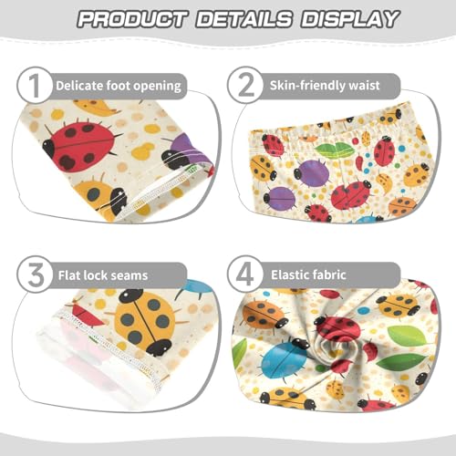 Wusikd Colorful Ladybugs Girls' Leggings Toddler Doodles Polka Dots Kids Yoga Pants Dance Active Tights 4T3