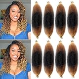 Bob Marley Hair 12 Inch 1B/30/27 Springy Afro Twist Hair Soft Afro Kinky Bulk Hair Ombre Blonde Bob Marley Twist Braiding Hair for Crochet Faux Locs Pre Fluffed Spring Twist Hair Extensions 8 Packs