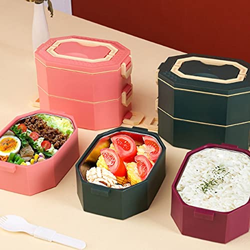 Fiambrera Saludable de Acero Inoxidable con Doble Capa Aislante, Tipo bento Multifuncional para Adultos (Verde).