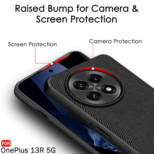 Image of TheGiftKart Back Cover Case for OnePlus 13R 5G | Slim & Lightweight | Ultra-Premium Design | Camera Protection Bump | Fabric Texture Case Cover (PC & TPU, Black)