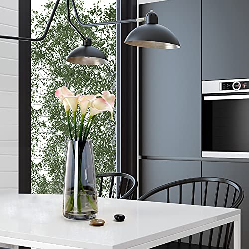 Vaas van glas, hoge helder glas, conische vazen, bloemenvaas decoratief met massieve ijsbodem, in stijl vaas voor thuiskantoor, 10 x 6,5 x 22 cm (Crystal Grey) - Afbeelding 7