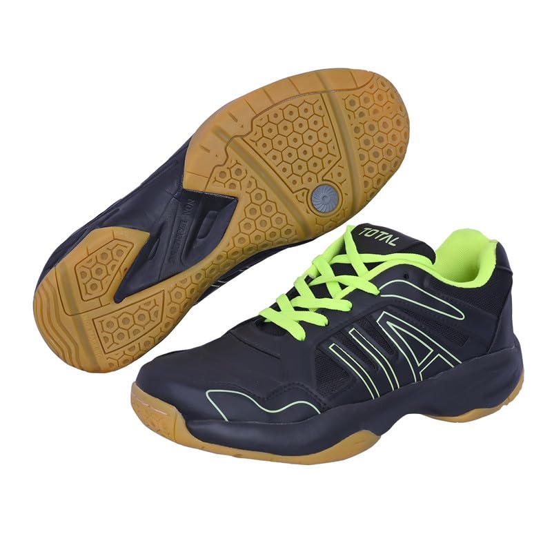 Total Vintage Non Marking Badminton Shoes | Lightweight & Durable Badminton Shoes | Also Perfect for Squash, Table Tennis, Volleyball, Basketball & Indoor Sports, Size 2, Lime/Black (B0D5DCRY78) Amazon Price History, Amazon Price Tracker