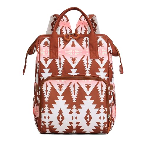 Image of Lmbabter Diaper Bag Backpack for Women Bohemia style Multifunctional Diaper Bags, Large Capacity with Stroller Hooks Waterproof Baby Bags For Mama Maternity Travel Bag (Brown)