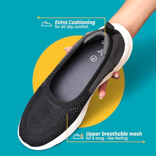 Image of YOHO Knitted Slip-Ons for Women | Lightweight, Stylish & Casual Without Lace Sneakers for Woman | Extra Soft Insole & Shock Absorbing, Walking Loafer Shoes for Ladies SOS-113