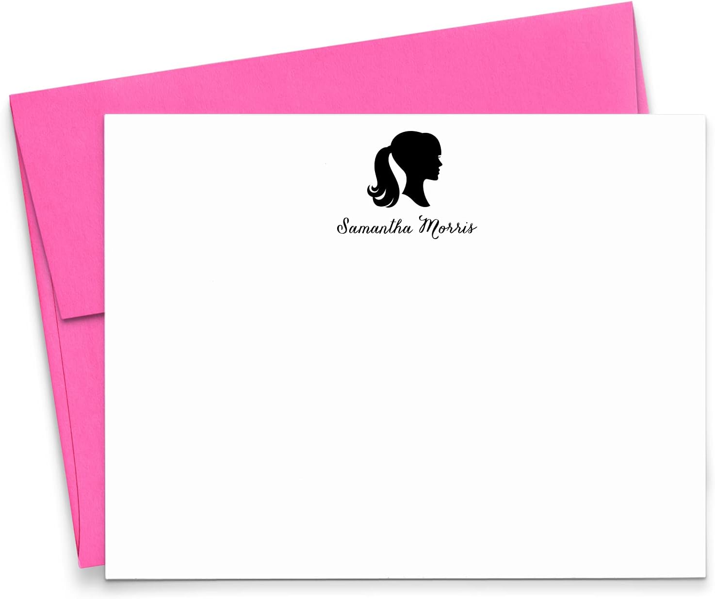 Silhouette Personalized Thank you cards, Silhouette Personalized Stationery for kids, Girls Personalized Kids Stationary, Your choice of Colors and Quantity
