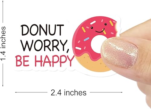 Miniatura 3 de Pegatinas de dona Worry Be Happy, calcomanías de agradecimiento, calcomanías hechas a mano, calcomanías de tienda pequeña, calcomanías para sobres