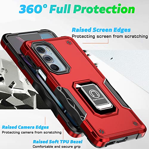 Image of Case for Motorola Moto Edge Plus 2022 Case Kickstand Holder Built-in Magnetic Car Mount Shockproof Camera Protective for Edge+ Plus 2022 /Edge X30 /Moto Edge 30 Pro Phone Case (Blue)