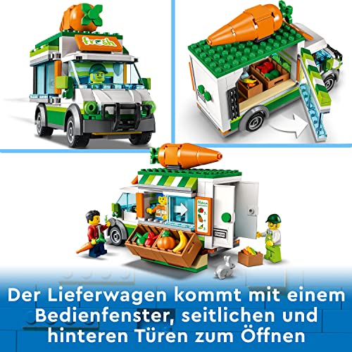 LEGO 60345 City Farm Gemüse-Lieferwagen, Bauernhof Spielzeug für Kinder ab 5 Jahre mit Food Truck, Gemüsebeet, 3 Minifiguren und Hasenfigur – Bild 3