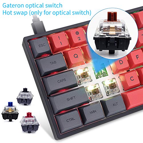 60% Mechanical Keyboard, Rgb Led Backlit, Gateron Optical Switch, Macros, Waterproof, Ergonomic Usb Wired Gaming Keyboard For Pc/Mac Gamer #TOP1