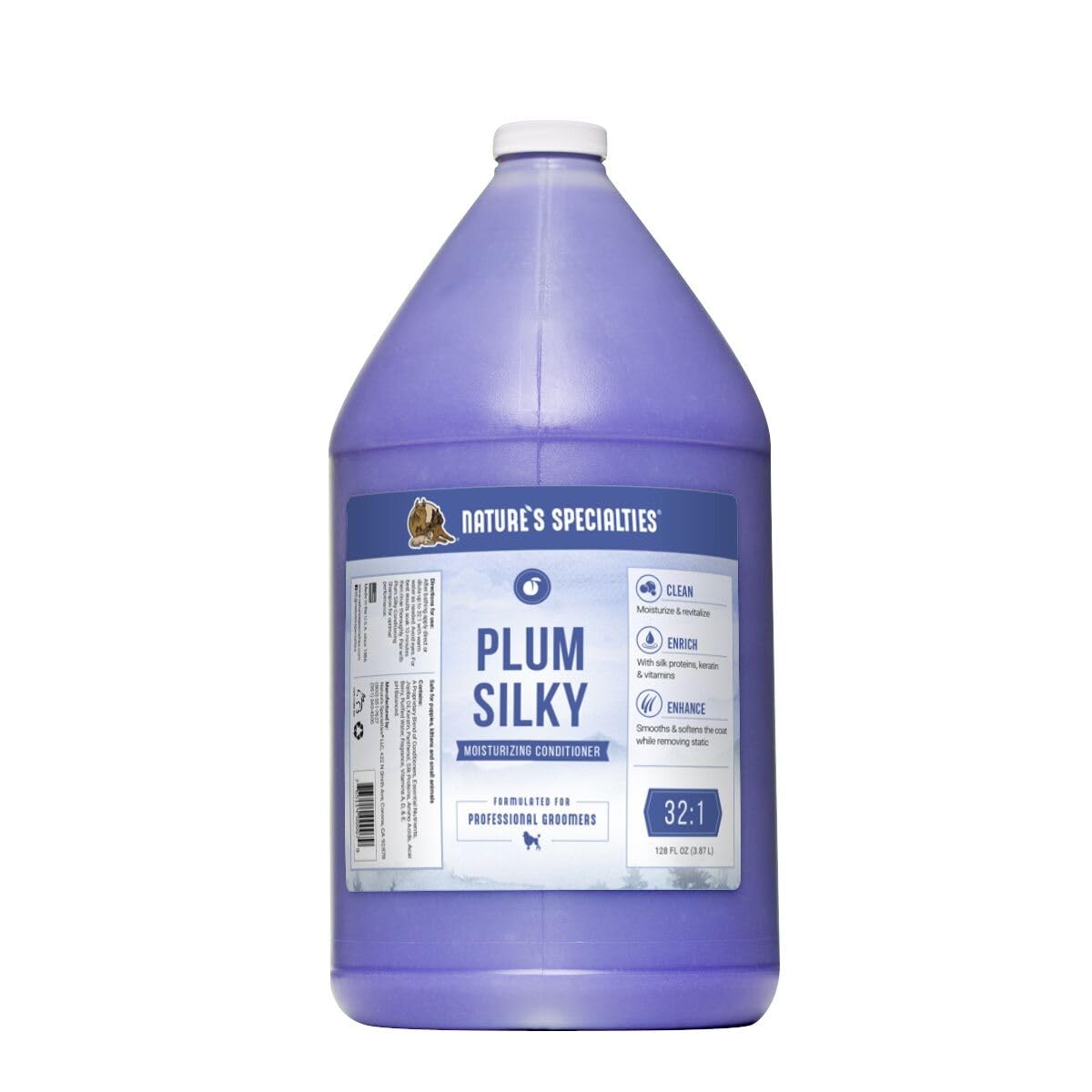 Nature's SpecialtiesPlum Silky Dog Conditioner - Moisturising Conditioner for Dogs - Revitalises Coat - With Silk Proteins, Keratin & Vitamins - Softens the Coat & Removes Static, 3.8 Litre