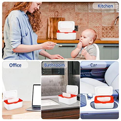 Image of Flenpptly Baby Wipes Dispenser, Wipes Case Baby Wipe Holder Keeps Wipes Fresh, Non-Slip, Easy Open & Close (Orange)