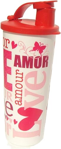 Miniatura 1 de Tupperware Vaso de 16 onzas con tapa abatible con sello superior, color rosa y rojo