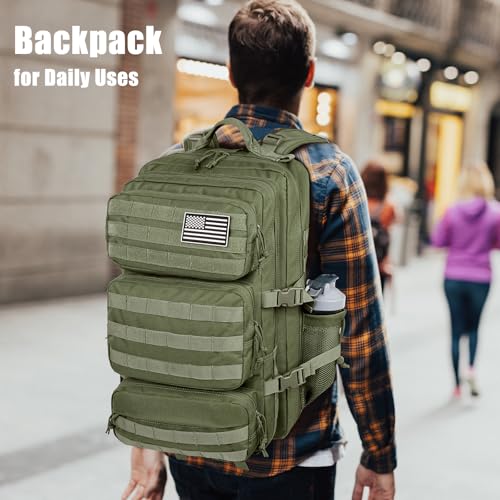 Image of Military Tactical Backpack 50L Large Day Backpack for Men Molle Army 3 Days Assault Pack Bug Out Bag Water Resistant and Heavy Duty Hiking Treeking Rucksack - Dark Green