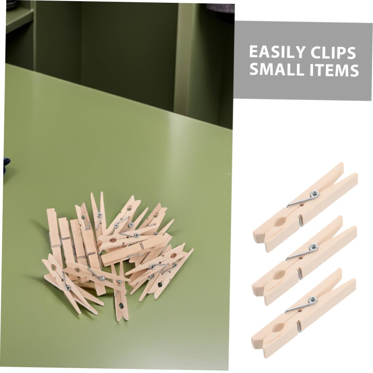Mollette Multifunzione in Legno 150 Pezzi, 7, 2cm, Beige | Stabilità Antivento, Delicate sui Tessuti, Formato Compatto e Portatile, Stile Essenziale per Bucato
