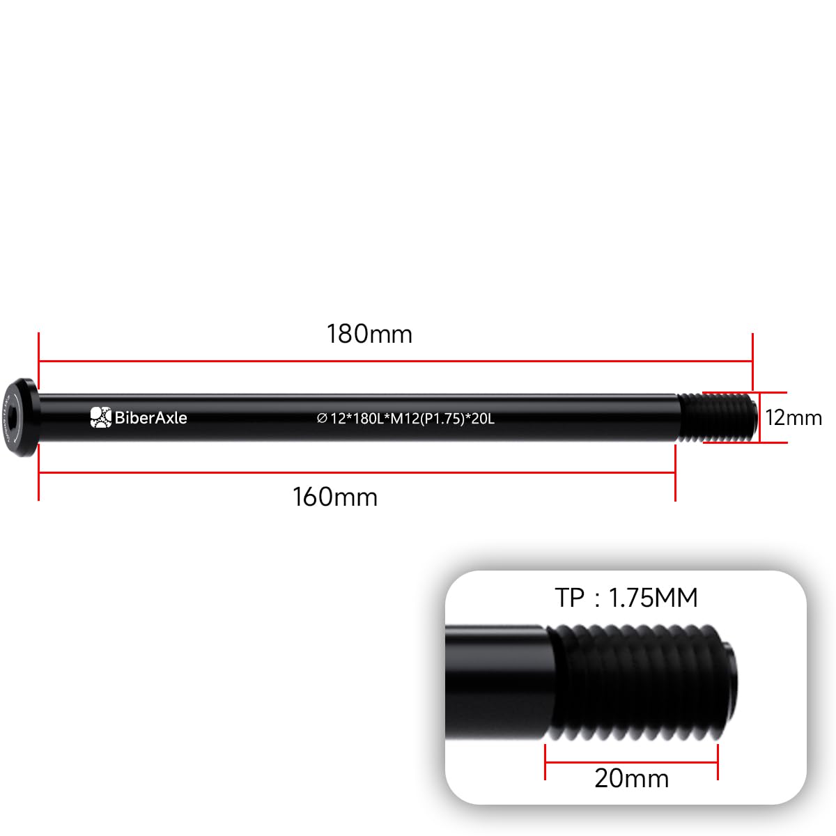 Assi da 12 mm per biciclette e telaio posteriore della bicicletta, mountain bike e bici da corsa, in lega di alluminio, asse adattatore, passo della filettatura: 1,75 mm, lunghezza: 122 / 166 / 171 /