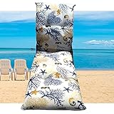 COLORES RESISTENTES. Cojín Tumbona Colchón Colchoneta Tumbona Acolchada 120 x 55 x 8 cm Texturas Colchoneta para sillas de Terraza (Fondo Mar)